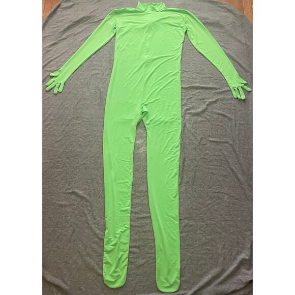 New Adult Unisex Size S/M Green Spandex One Piece Costume - Picture 2 of 13